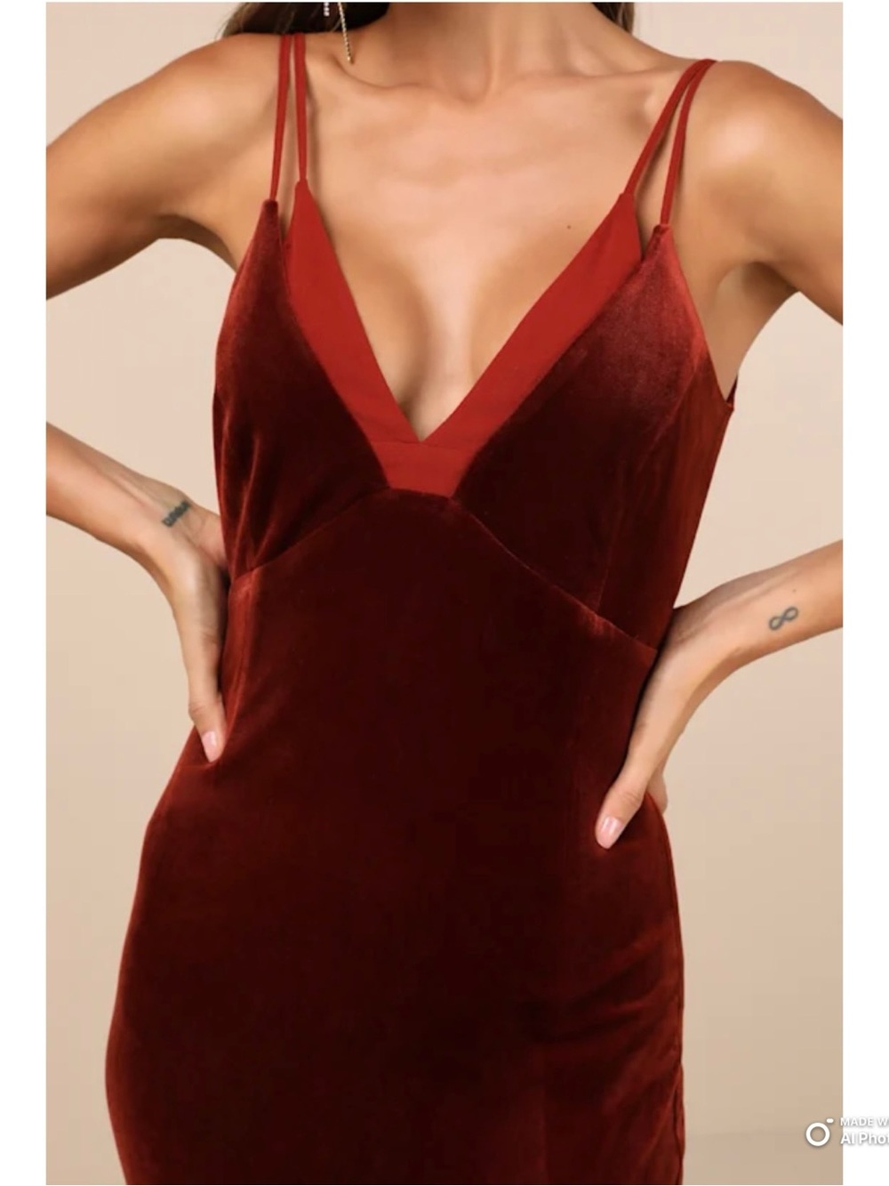 Lulus XS Immensely Glam Rust Velvet Backless Maxi Dress NWT FLAW Formal Party - Picture 4 of 15